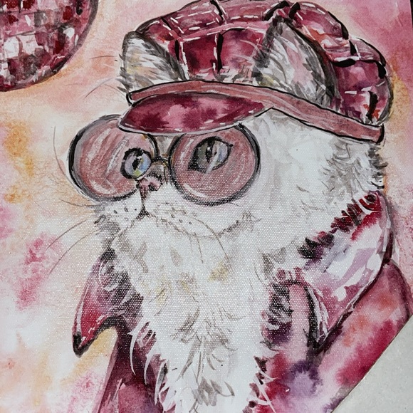 Cute, quirky canvas wall picture 🐱Disco Cat 🐱 - Picture 4 of 13